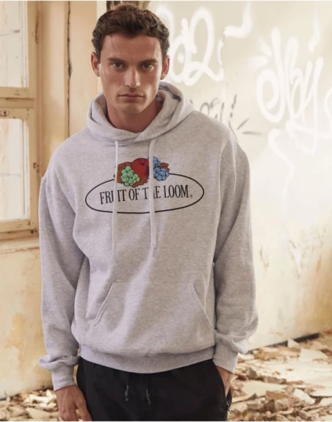 Bluza męska z kapturem Vintage z dużym logo Fruit of the Loom