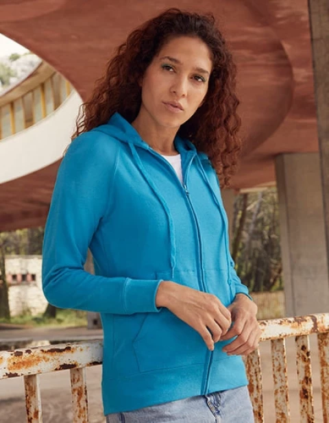 Lekka rozpinana bluza damska z kapturem Lady-Fit Fruit of the Loom